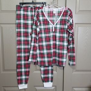 NWT PJ Place Plaid Pajama Set  Red, Green, White Size Large